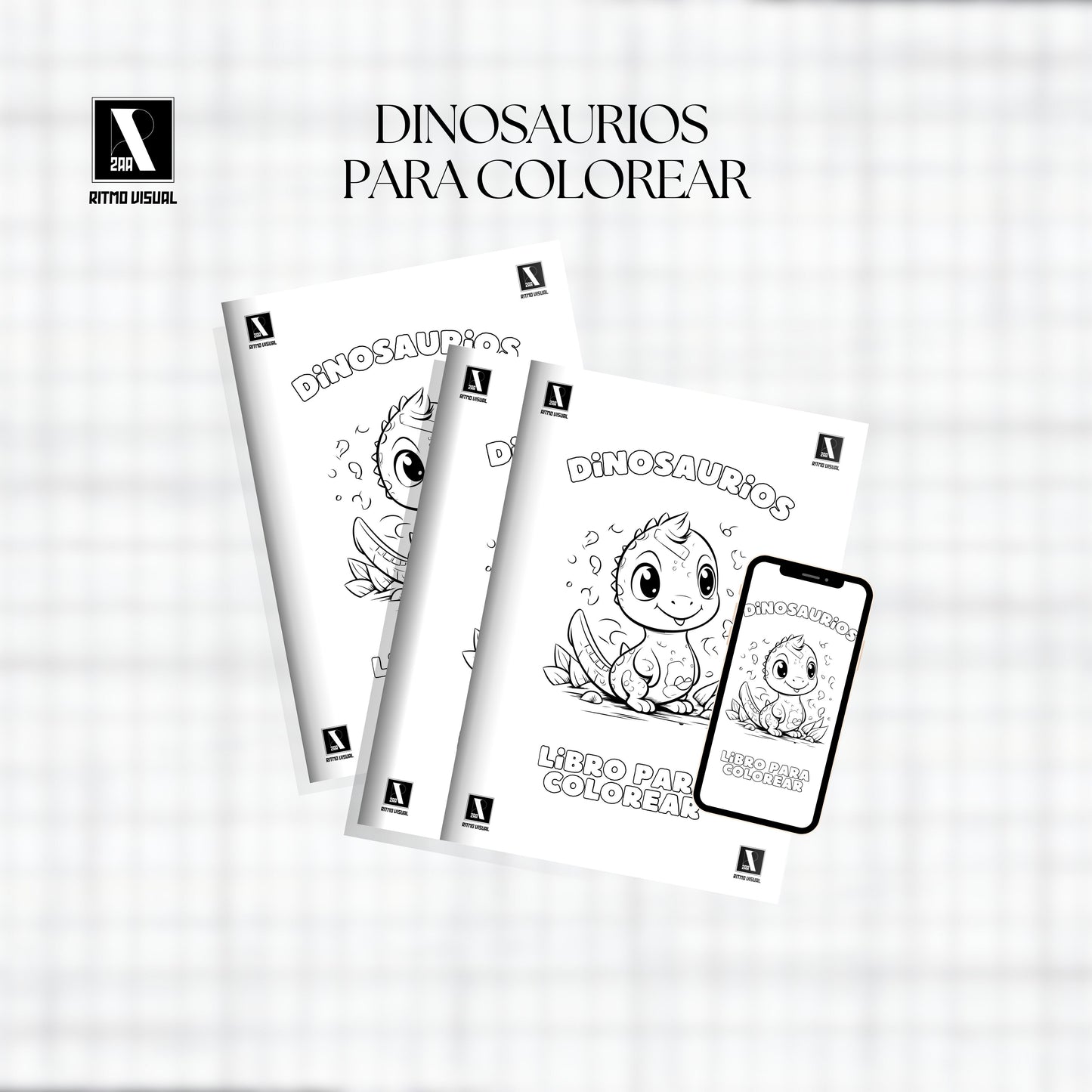 Dinosaurios Libro Láminas Pintar Colorear Ilustrado Blanco Negro